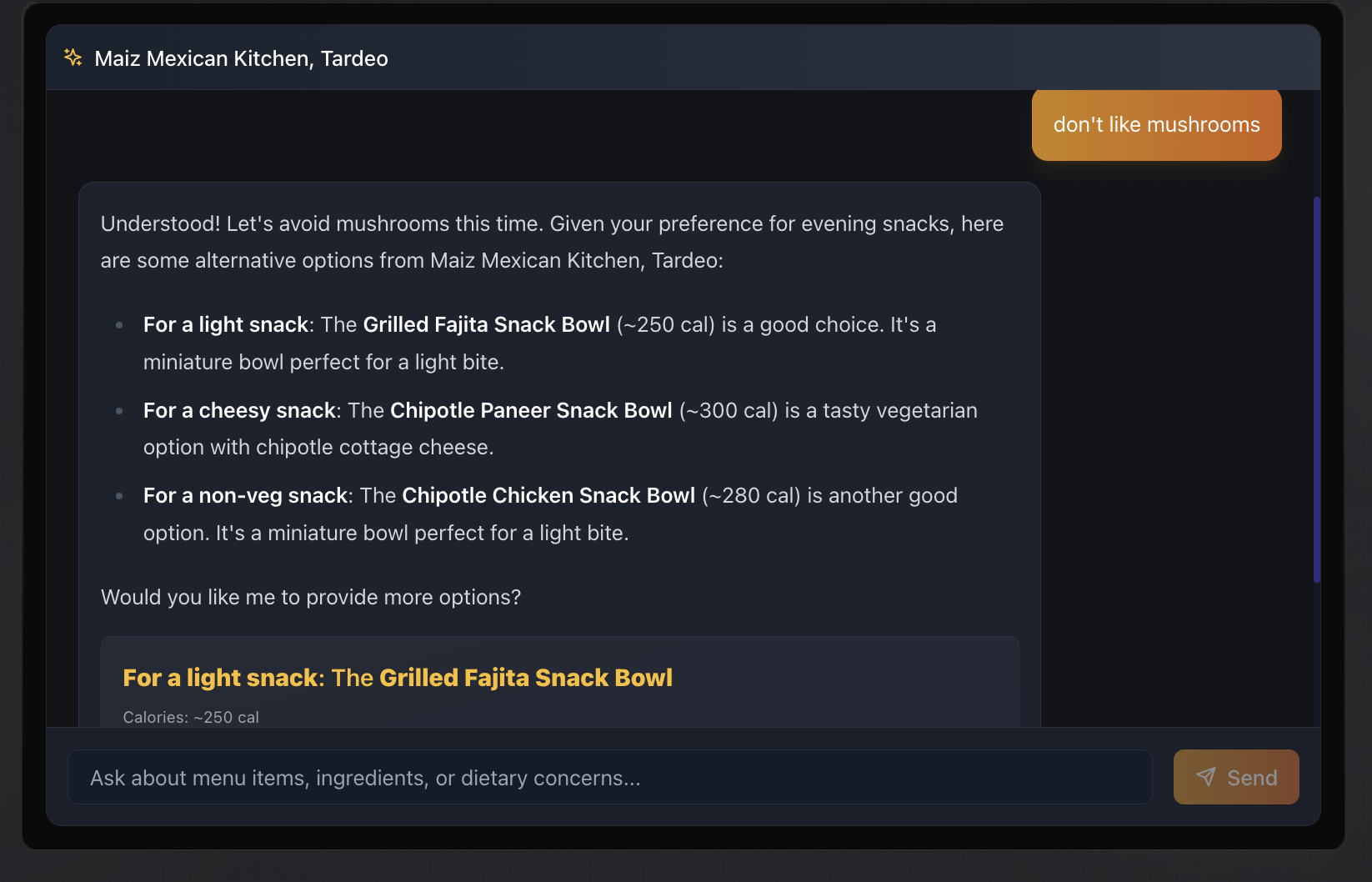 What to Eat - Chat